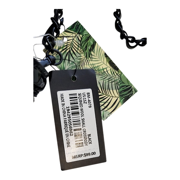 Badgley Mischka Grey Plaid Sequin WOOL Cross Body Purse NWT - Picture 10 of 12